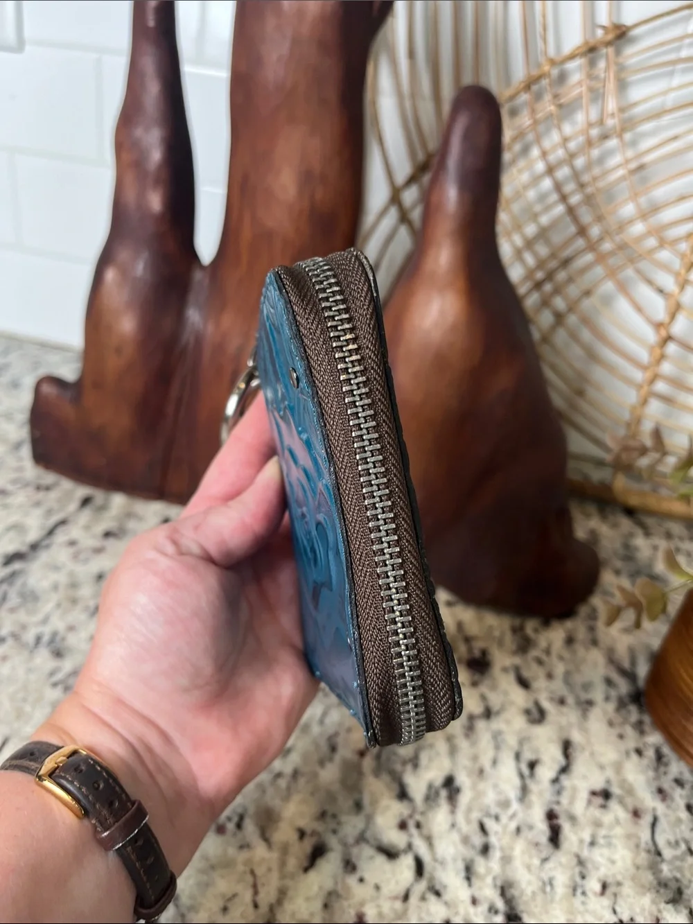 Patricia Nash Embossed Zip Card Wallet with Keyring